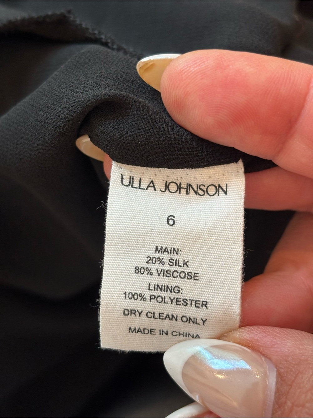 Ulla Johnson Elora Silk & Velvet Black Midi Dress Women Size 6 - Picture 10 of 10